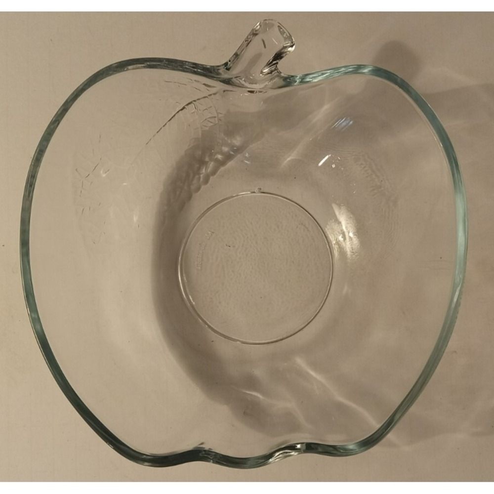 KIG Vintage Clear Glass Textured Apple Serving Dish Bowl Indonesia